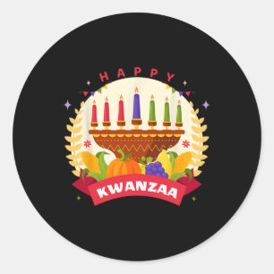 Happy Kwanzaa Seven Principles Of Kwanzaa Kinara M Classic Round Sticker