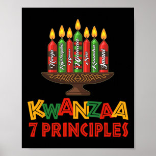 Happy Kwanzaa Seven Principles Of Kwanzaa - Kinara Poster