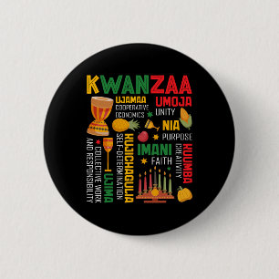 Happy Kwanzaa Seven Principles Of Kwanzaa Men Wome 6 Cm Round Badge