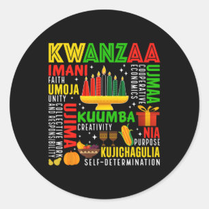 Happy Kwanzaa Seven Principles Of Kwanzaa Men Wome Classic Round Sticker