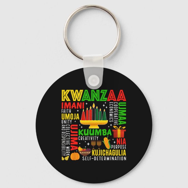 Happy Kwanzaa Seven Principles Of Kwanzaa Men Wome Key Ring (Front)