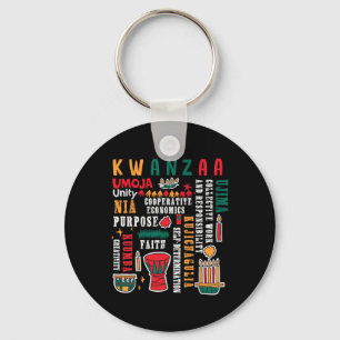 Happy Kwanzaa Seven Principles Of Kwanzaa Men Wome Key Ring