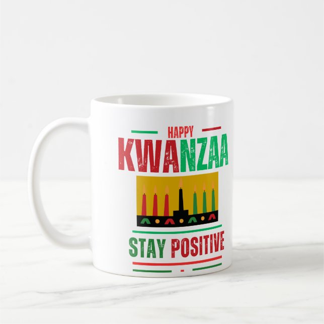 Happy Kwanzaa "Stay Positive" Customisable Coffee Mug (Left)