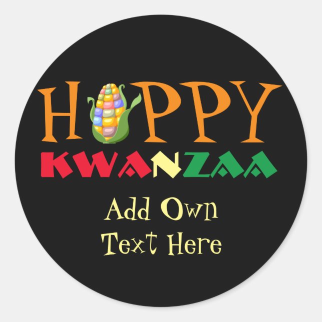 Happy Kwanzaa Stickers 4 Favours Gifts Personalise (Front)