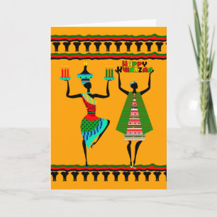 Happy Kwanzaa Tribal Design with candles Holiday Card