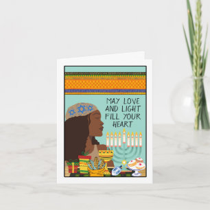 Happy Kwanzukkah Menorah Symbols and Gifts Card