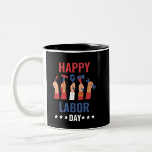 Happy Labor Day Black Two-Tone Coffee Mug