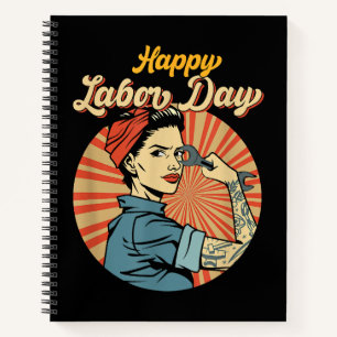 Happy Labor Day Girl Strong Worker Movement Employ Notebook