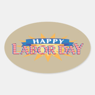 Happy Labor Day Oval Sticker
