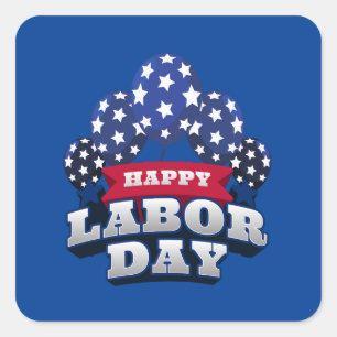 Happy Labor Day Red White Blue Stars  Square Sticker