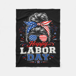 Happy Labour Day 2026 Patriotic Mum Usa Fleece Blanket