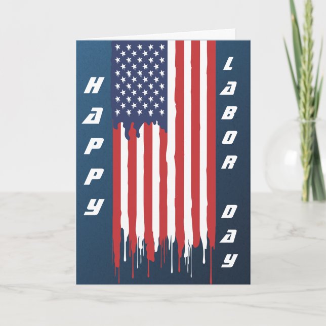 Happy Labour Day American Flag Graffiti  Card (Front)
