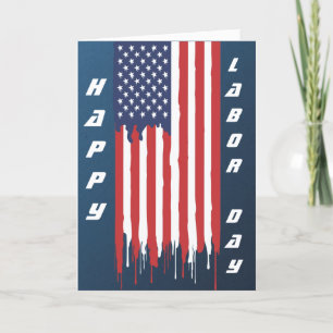 Happy Labour Day American Flag Graffiti  Card