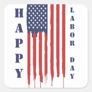 Happy Labour Day American Flag Graffiti  Square Sticker