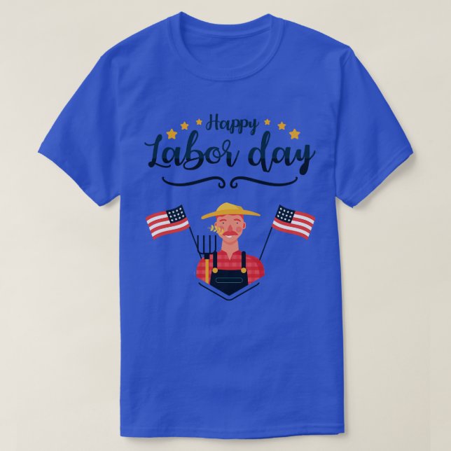 Happy Labour Day American Flag Labour DayMilitaryP T-Shirt (Design Front)