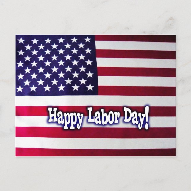 Happy Labour Day American Flag Postcard (Front)