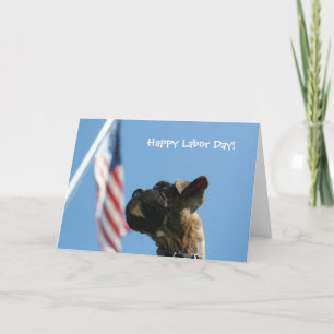 Happy Labour Day Boxer puppy greeting card