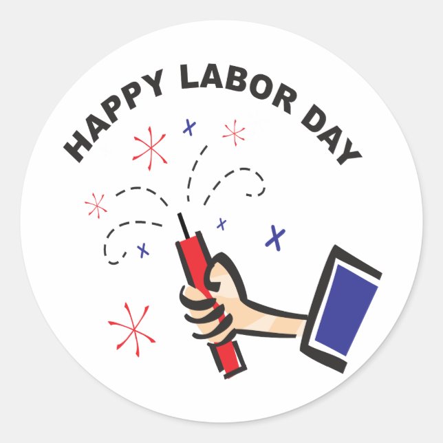 Happy Labour Day Classic Round Sticker (Front)