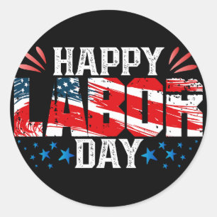 Happy Labour Day Classic Round Sticker