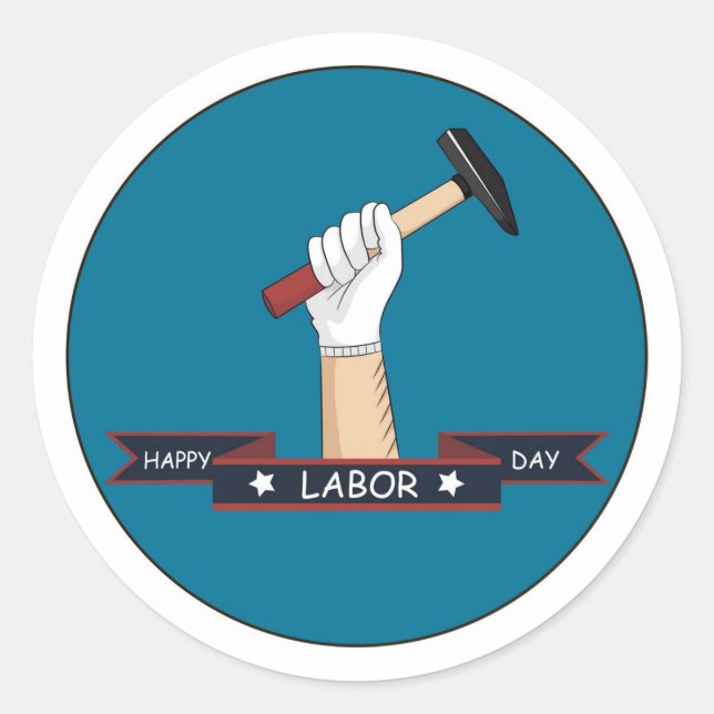 Happy Labour Day Classic Round Sticker (Front)