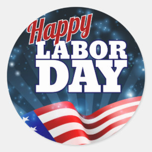Happy Labour Day Design Classic Round Sticker