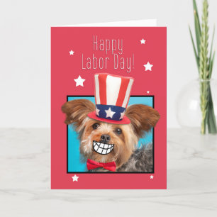 Happy Labour Day For Anyone Funny Patriotic Yorkie Holiday Card