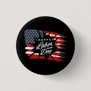 Happy Labour Day Gift American Flag 3 Cm Round Badge