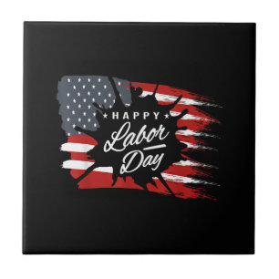 Happy Labour Day Gift American Flag Ceramic Tile