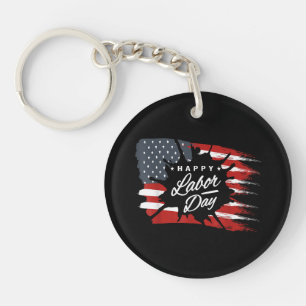 Happy Labour Day Gift American Flag Key Ring