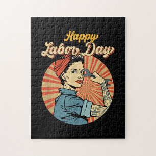 Happy Labour Day Girl Strong Worker Movement Emplo Jigsaw Puzzle