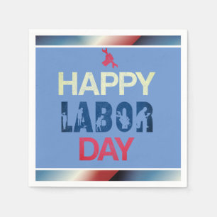 Happy Labour Day In Red White Blue Napkin