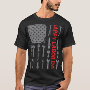 Happy Labour Day Mechanic Tools Wrenches Spark Plu T-Shirt