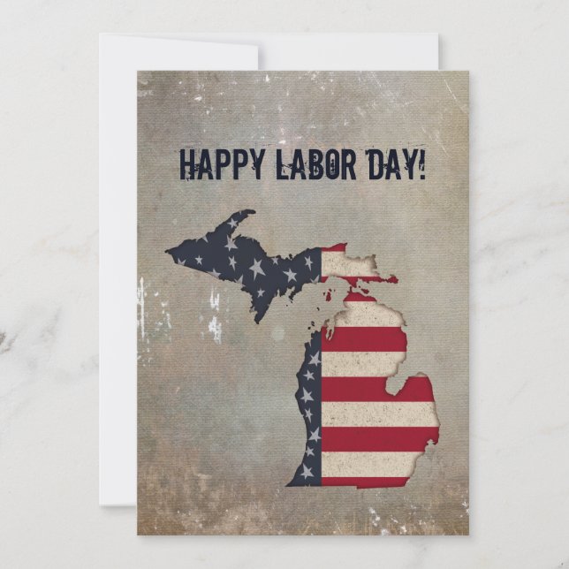 Happy Labour Day! | Michigan Patriotic | Grunge Card (Front)