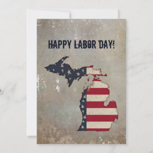 Happy Labour Day! Michigan Patriotic Grunge Card