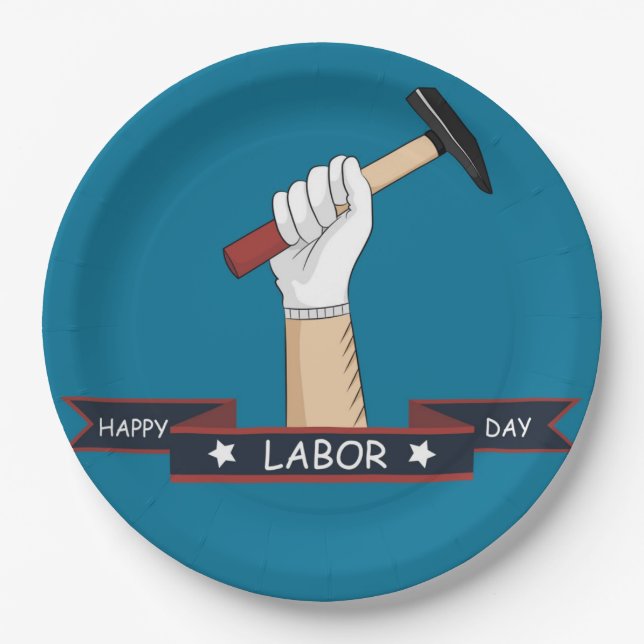 Happy Labour Day Paper Plate (Front)