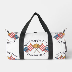 Happy Labour Day Patriotic American Flag Construct Duffle Bag