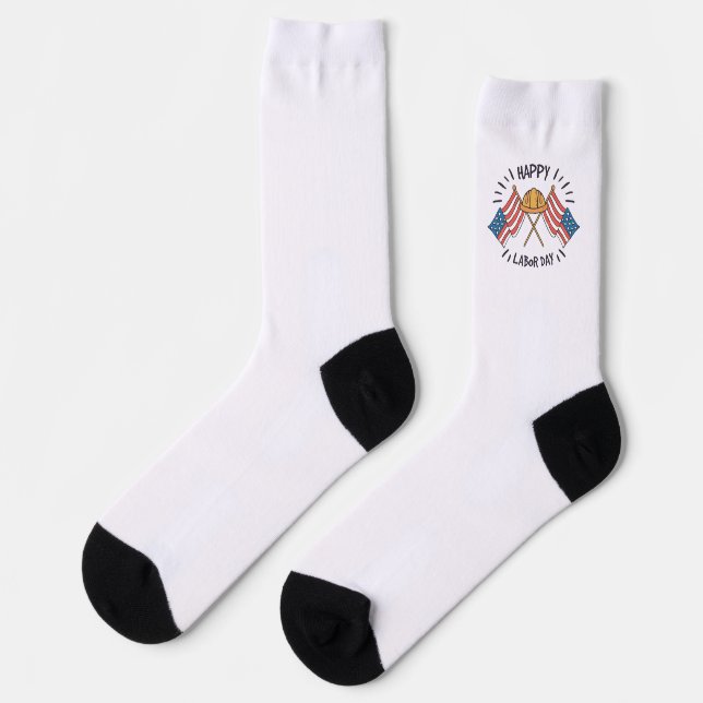 Happy Labour Day Patriotic American Flag Construct Socks (Left)