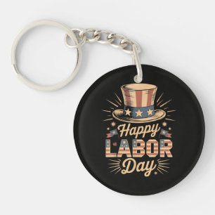 Happy Labour Day Patriotic Celebration Key Ring