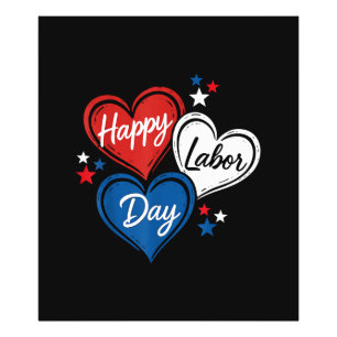 Happy Labour Day Patriotic Hearts Red White Blue M Photo Print