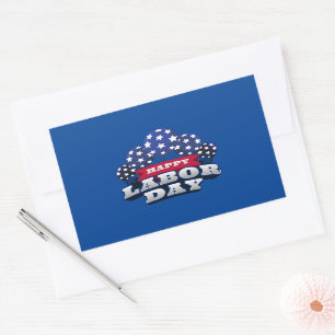 Happy Labour Day Patriotic Stars  Rectangular Sticker