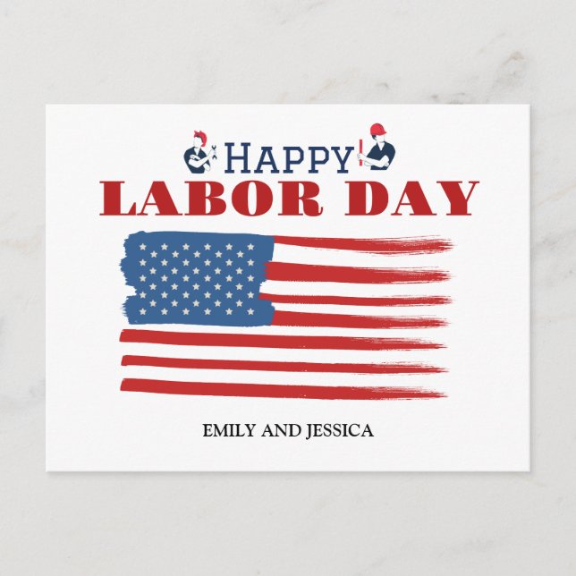 Happy Labour Day patriotic USA flag  Postcard (Front)