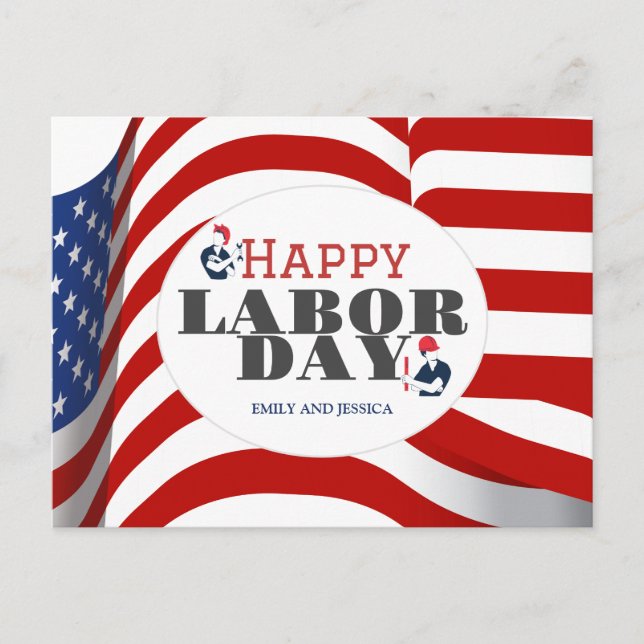 Happy Labour Day patriotic USA flag Postcard (Front)
