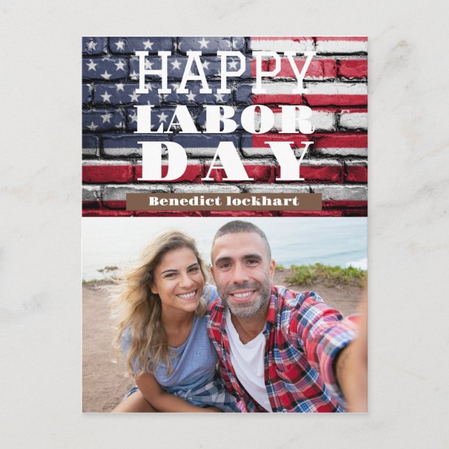 Happy Labour Day patriotic USA flag  Postcard (Front)