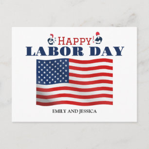 Happy Labour Day patriotic USA flag Postcard