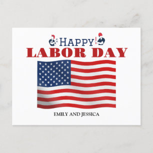 Happy Labour Day patriotic USA flag Postcard