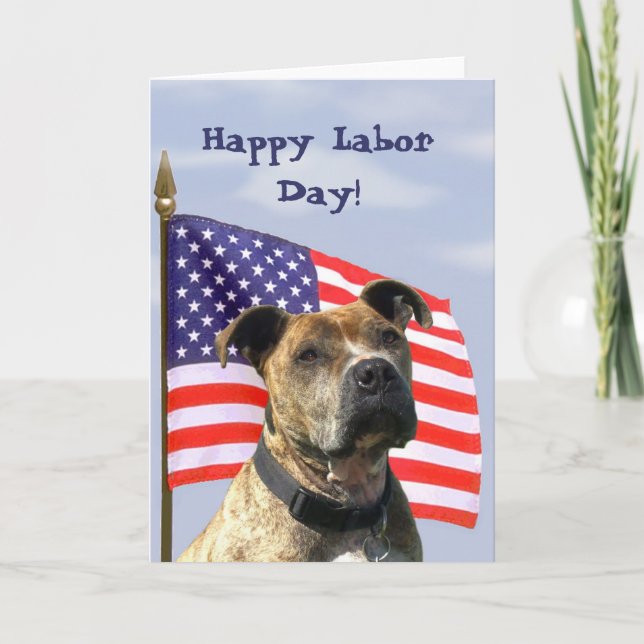 Happy Labour Day Pitbull Greeting card (Front)