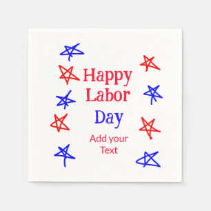 Happy labour day red blue star American day add te Napkin