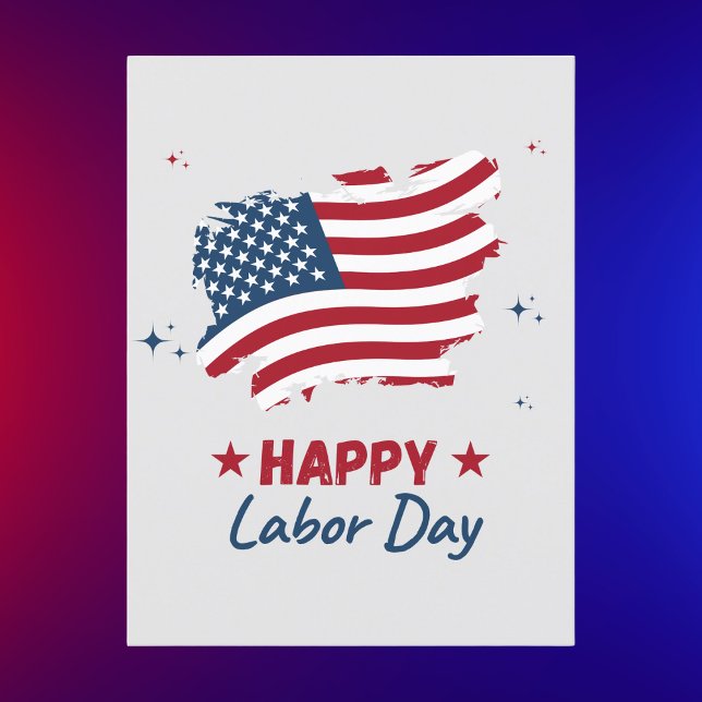 Happy Labour Day Red White and Blue American Flag Postcard (Creator Uploaded)