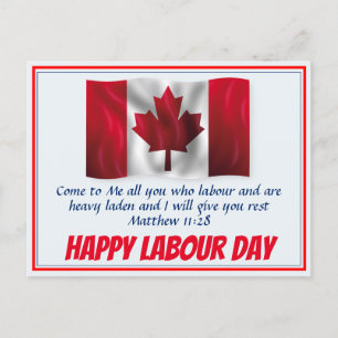 HAPPY LABOUR DAY Scripture Canada Flag Customised Holiday Postcard
