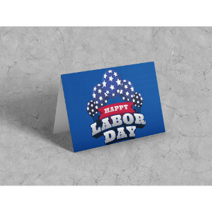 Happy Labour Day Stars Red White Blue  Card